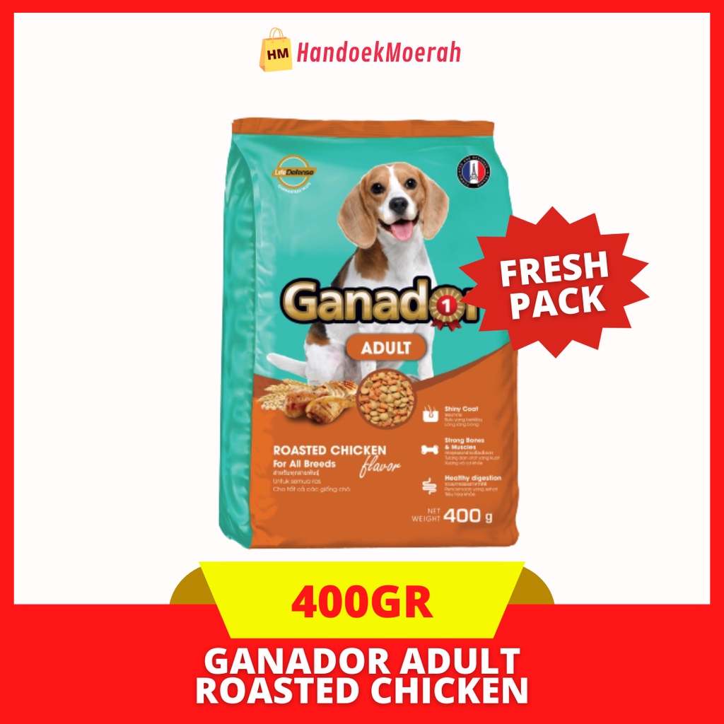 (Freshpack) Makanan Anjing Kering GANADOR Adult Roasted Chicken 400 Gram / Dry Dog Food Murah