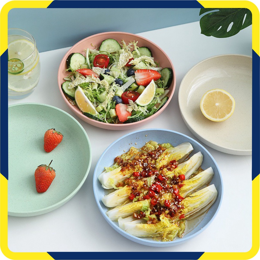 Murah Lebay S158 Piring Makan Piring Nasi Bulat Jerami Wheatstraw Round Plate BPA free Warna Warni