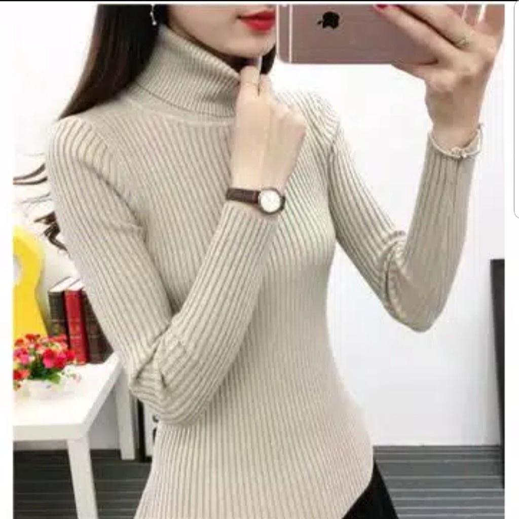 DAISY TURTLENECK KNIT SWEATER RAJUT/INNER RAJUT KERAH TINGGI PRESS BODDY