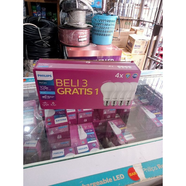 paket 3 gratis 1 philips 10 Watt original philips