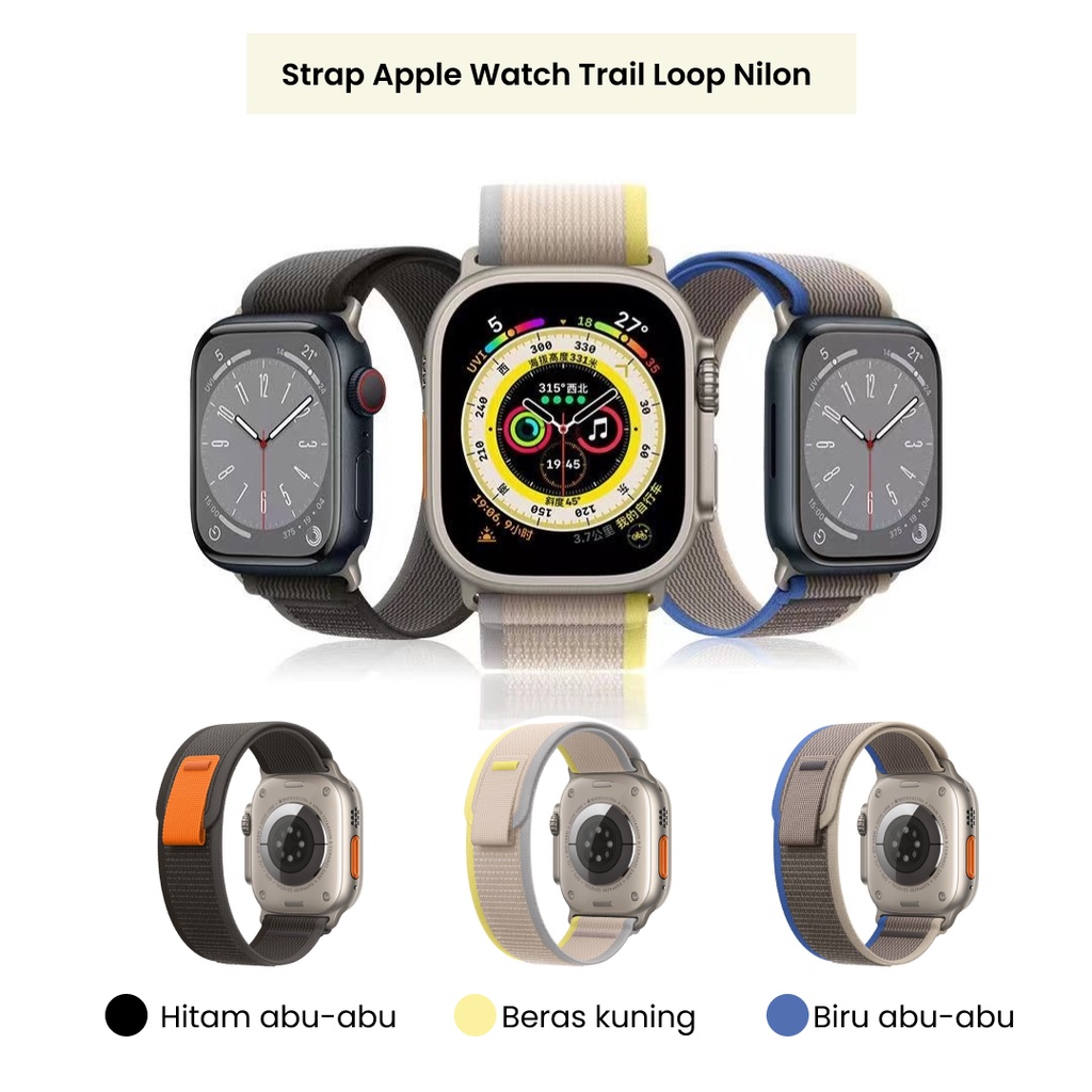 Tali Strap Apple Watch Trail Loop  Pengganti Strap untuk jam iWatch 7 6 SE 5 4 3 Ultra bahan Nilon Premium