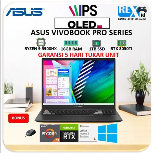 ASUS VIVOBOOK PRO M7600QE RTX 3050Ti RYZEN 9 5900HX