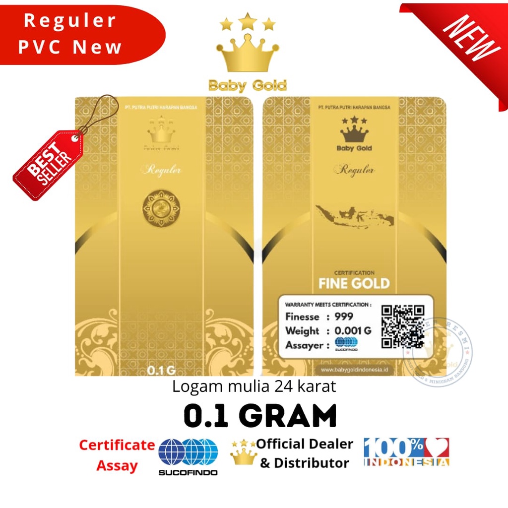 BABY GOLD NEW PVC 0.1 GRAM EMAS MINI LOGAM MULIA