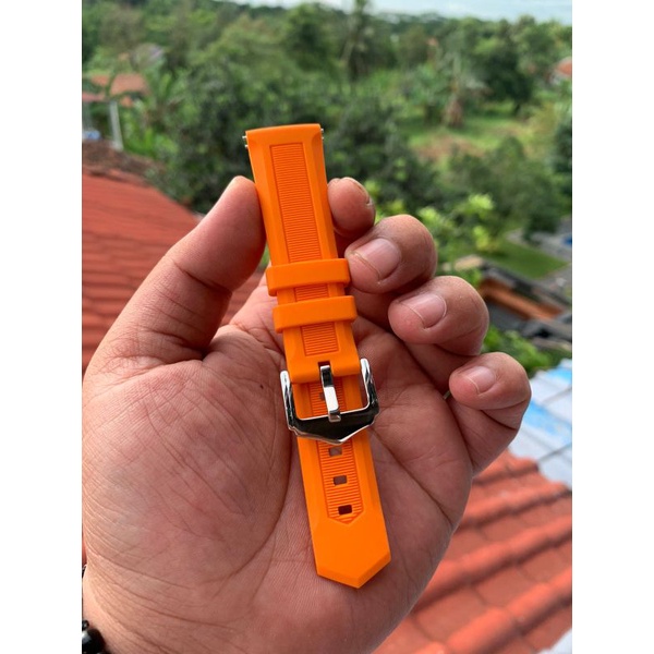 Strap Tali jam Tangan Silicon Oren Size 20MM model keren