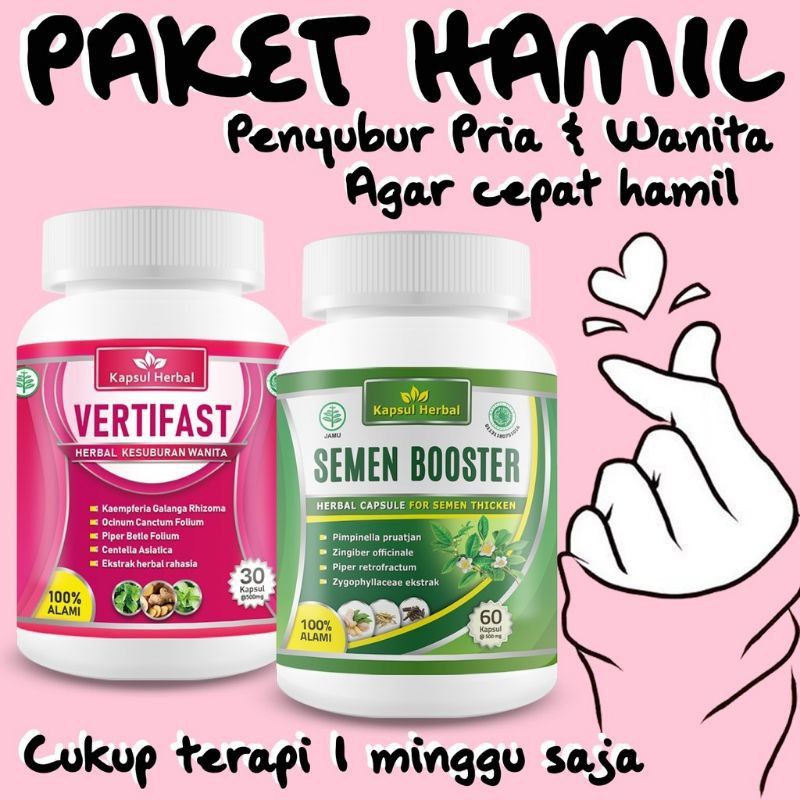 PROMO 1 paket Semen Booster + Vertifast Asli Herbal Obat Kesuburan Pria dan Wanita Progam Kehamilan