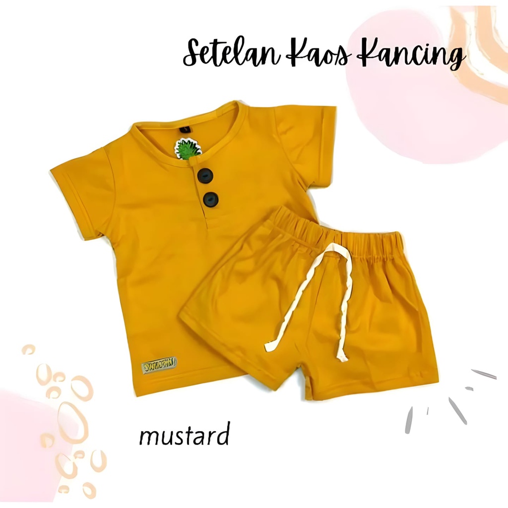 setelan kaos kancing polos anak laki laki dan perempuan terlaris 1-5 tahun / baju anak laki laki / k