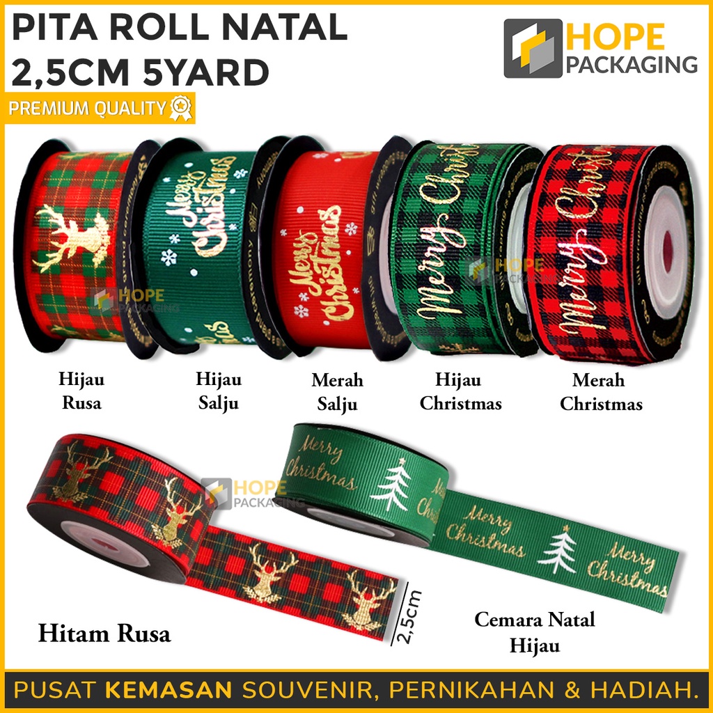 Pita Roll Natal / Pita Kado hampers Size : 2.5 cm, 5 yard