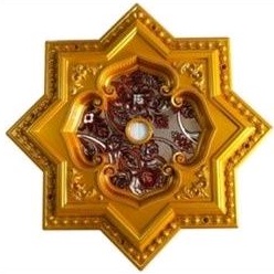 ORNAMEN PLAFON FITTING LAMPU TERMURAH 60X60 PERSEGI GOLD BATIK BUNGA MEWAH