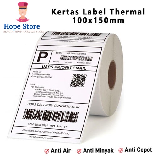 Hope Store - [ CUCI GUDANG ]  Kertas Thermal Label Barcode 100 x 150 mm Harga Termurah