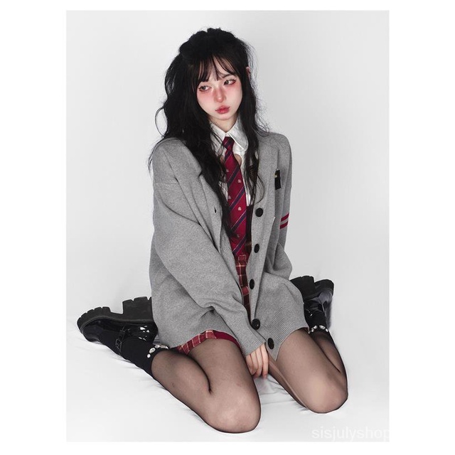 #Sisjuly# Seragam baru wanita kuliah angin kampus Slim Slim tipis palsu palsu dua potong kemeja jk r