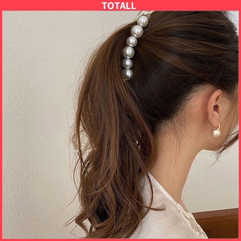 COD Jepit Rambut Pisang 10.5cm Mutiara Kristal Jepitan Ponytail  Salon Banana Ponytail Hair Claw Clips-Totall