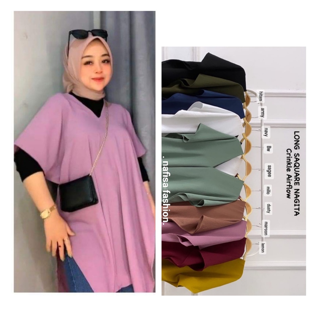 ATASAN NAGITA // LONG SQUARE CRINKLE // BLOUSE NAGITA CRINKLE