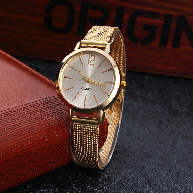 Jam Tangan Wanita A0102 Fashion Simple Steel Band Jam Kuarsa Kecil