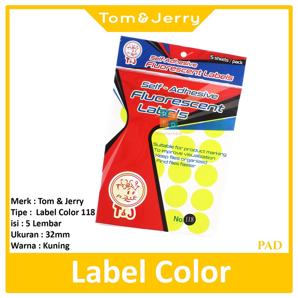 

Tom & Jerry - Color Dot Labels 118 Kuning - Pad