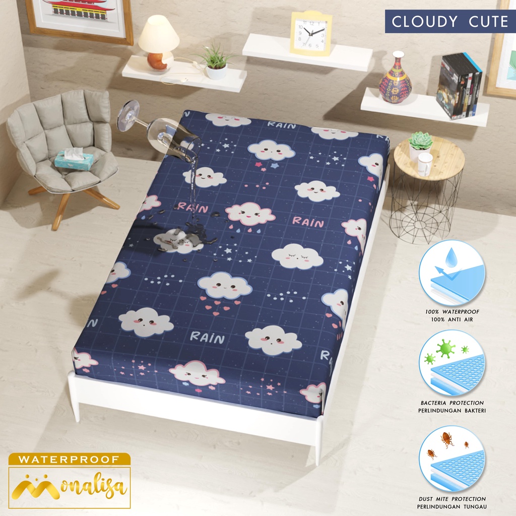 Monalisa Waterproof Sprei Uk 100/120 - Cloudy Cute