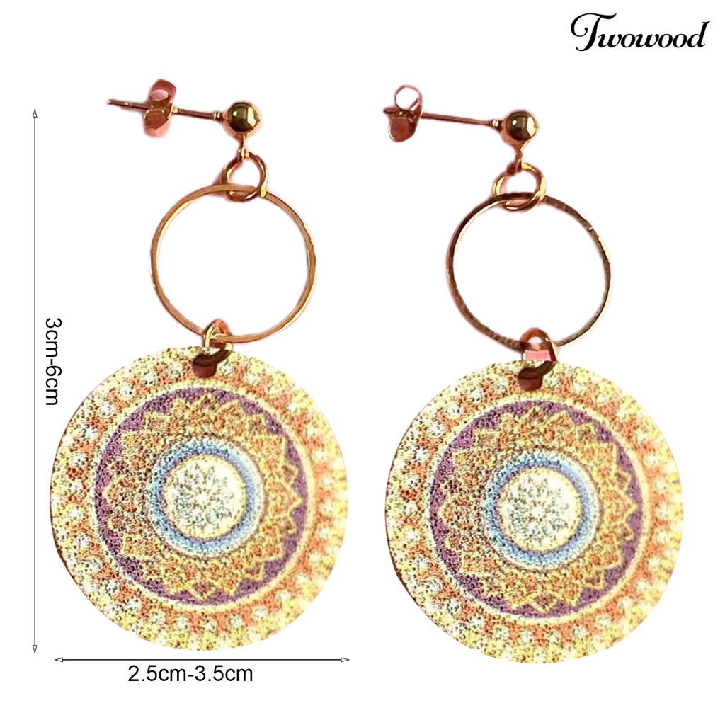 1 Pasang Anting Bentuk Bulat Geometris Gaya Vintage Untuk Wanita