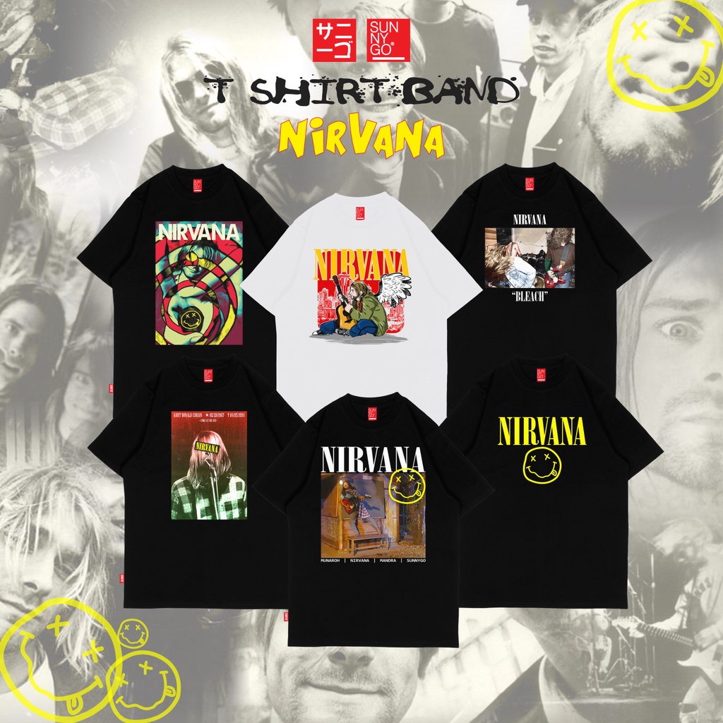 SunnyGo Kaos Baju Band Musik Metal NIRVANA Neverforget Kurt Cobain Pria Wanita Distro Premium Origin