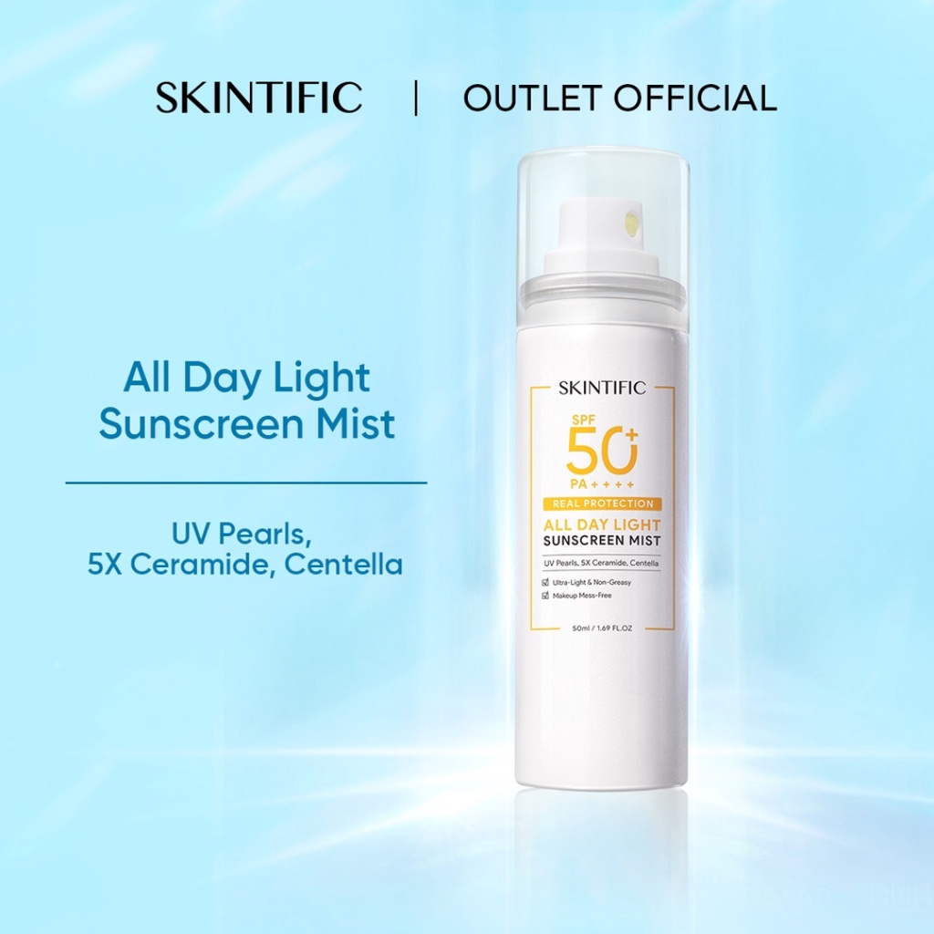 SKINTIFIC All Day Light Sunscreen Mist SPF50 PA++++ 50ml (100% ORIGINAL &amp; BPOM)