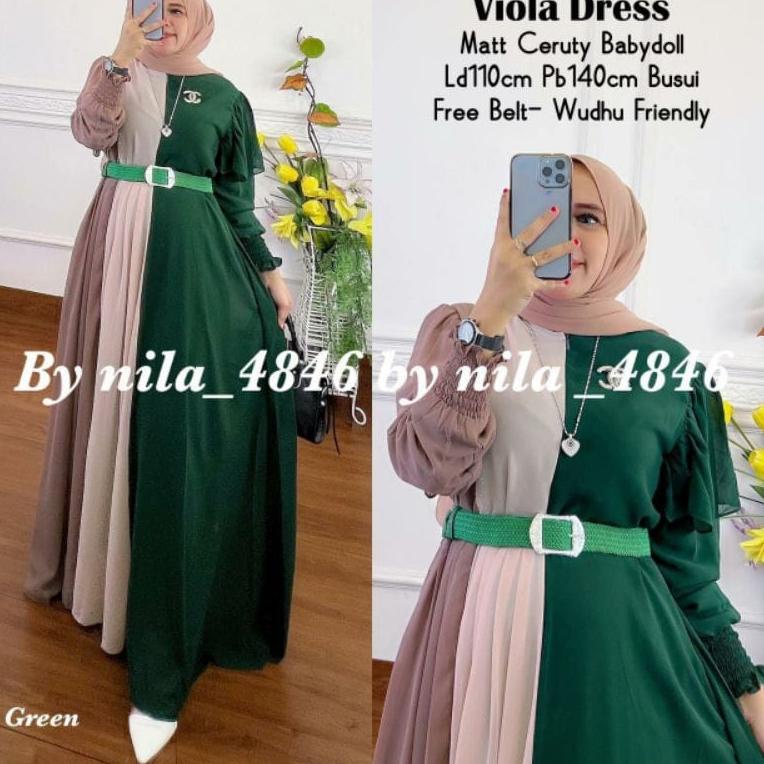 SIAP KIRIM Viola Rainbow Dress Gamis Malaysia Ceruty Babydoll Full Furing Gamis Kekinian Baju Wanita