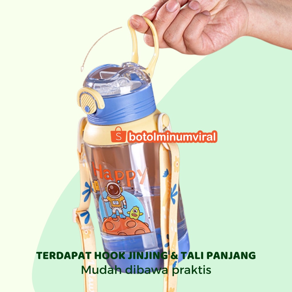 Botol Minum Viral Anak Sedotan Tali BPA Free Karakter Astronot 700ml