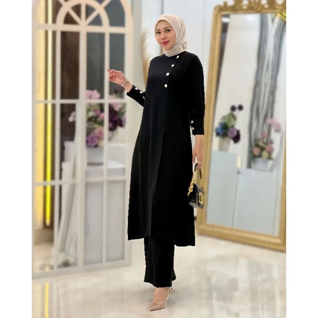LONG SET TUNIK CRINKLE AIRFLOW TERBARU 2023/SETELAN WANITA MUSLIMAH/LOVA SET LONG TUNIK POLOS KEKINIAN/FAR MOSLEMSTORE