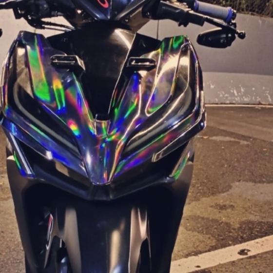 Sticker Body Motor Laser Chrome Black