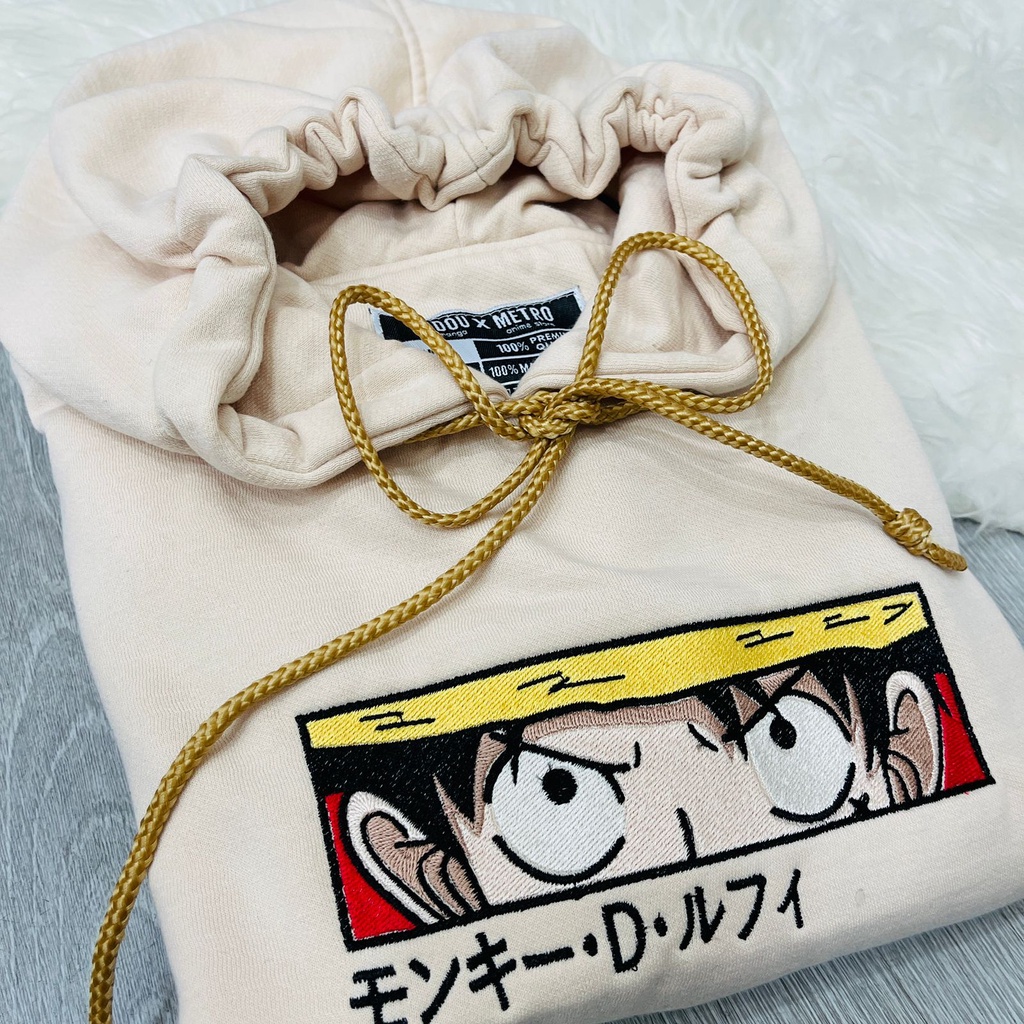 Hoodie Luffy Eyes Embroidery Anime Manga One Piece Premium Unisex