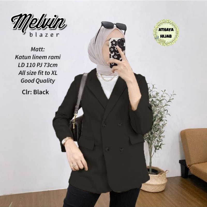 Blazer Wanita Katun Linen Rami Melvin Blezer Wanita Terbaru 2022 Kekinian LD 110 Dengan 4 Pilihan Wa
