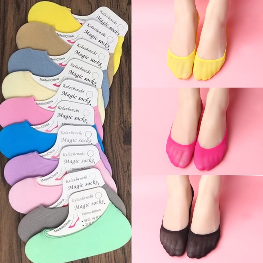 Kaos Kaki Perahu Invisible Socks Woman Bacis Anti Licin / Kaus Kaki Hidden Rainbow Socks Kaos Kaki Balet Flat Shoes Anti Slip Engkle Magic Socks