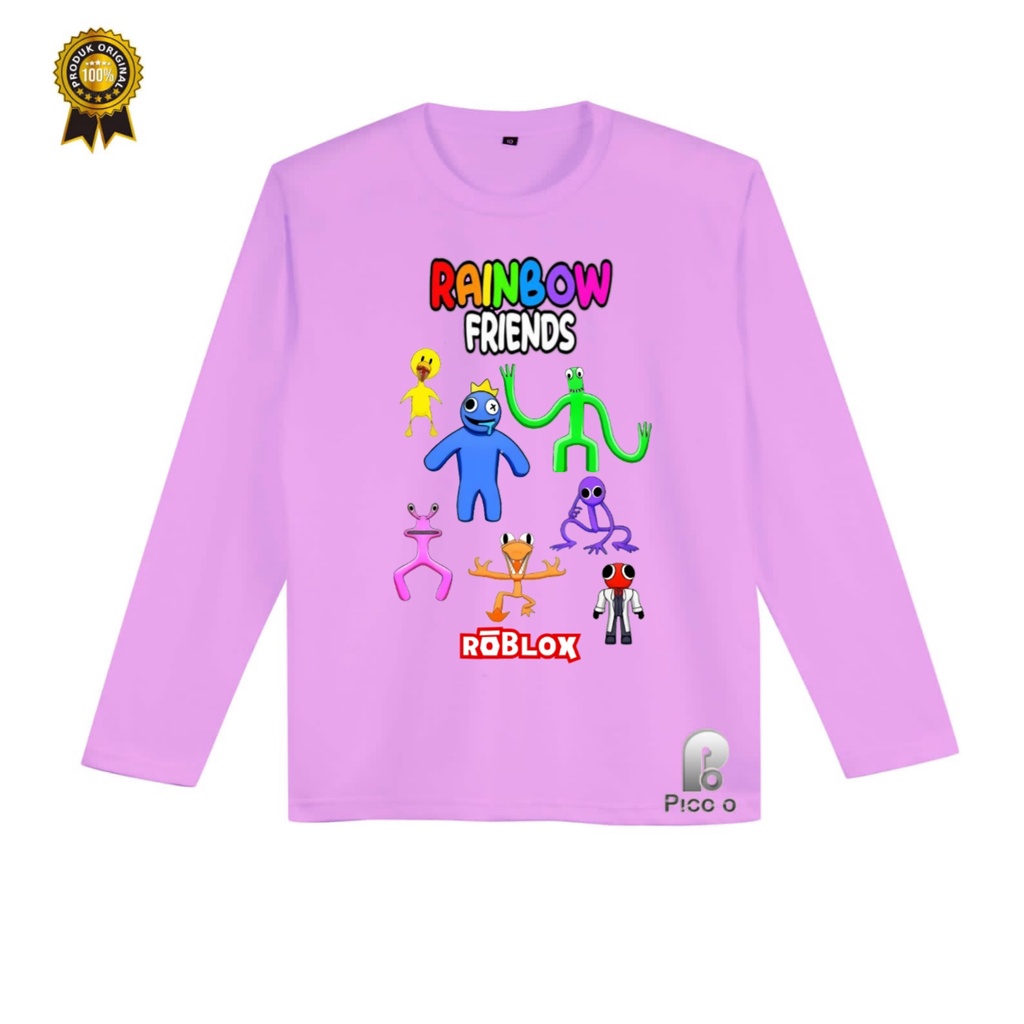 KAOS ANAK LENGAN PANJANG RAINBOW FRIENDS X ROBLOX BAHAN COTTUN