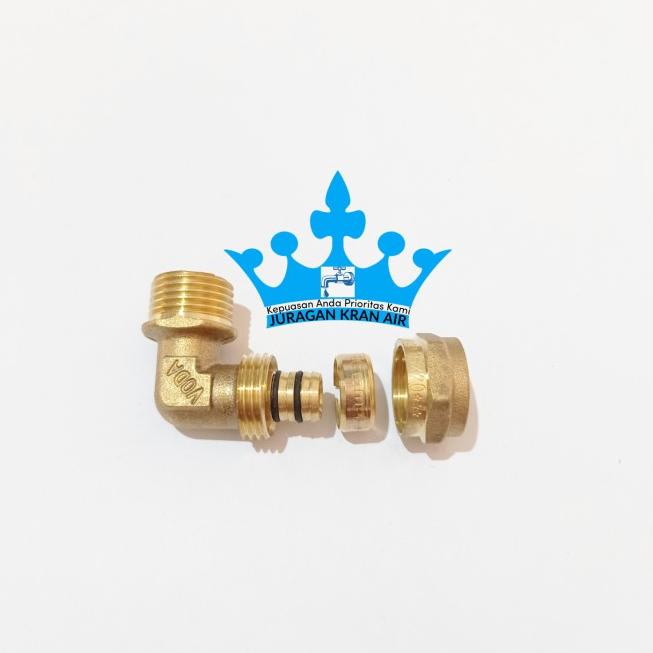 Keni Drat Luar Knee L 1/2 inch Kuningan Sambungan Pipa Air Panas 1216
