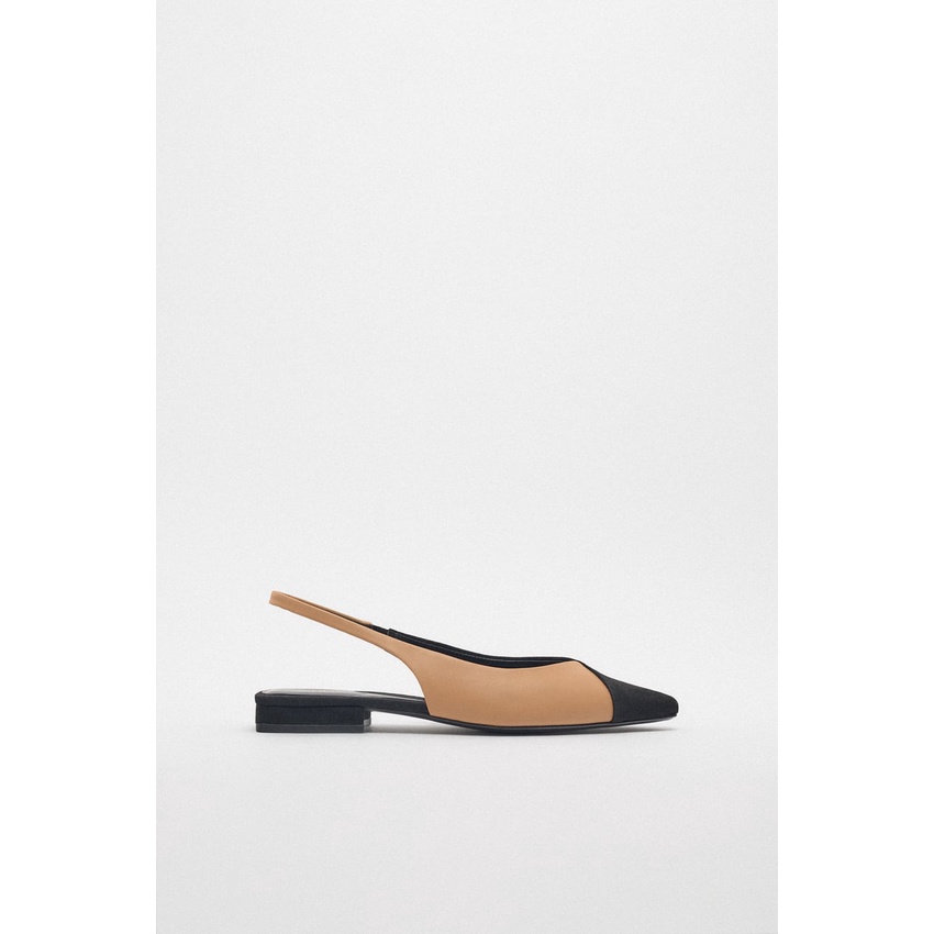 Zara Contrast Slingback Shoes Sepatu Flat Flatshoes Zr Zra 0073