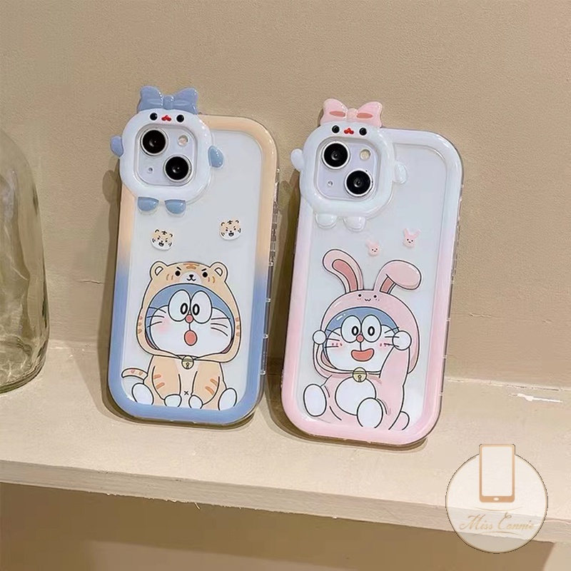 Casing Couple Case Realme C33 C25 C35 C30 8i 9Pro+ C25s C31 9i C25Y C20A C21Y C12 C21 C11 C17 C15 C3 8c20 6i 7i 5s 5 5i Cute 3D Bow-knot Monster Lens Lovely Doraemon Shockproof Soft Case