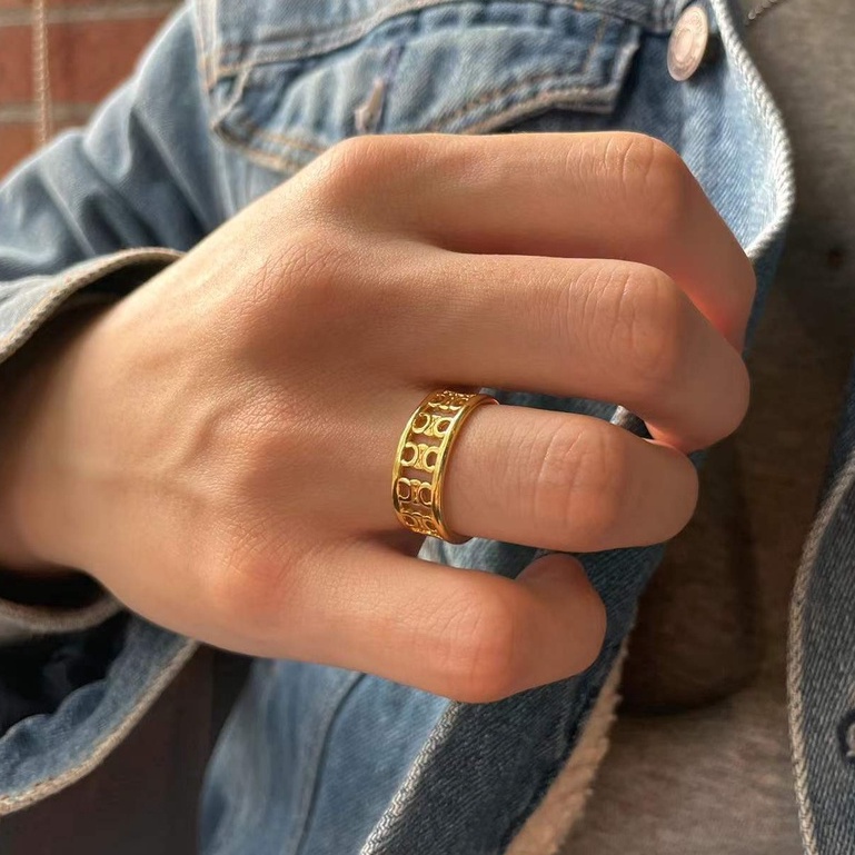 Cincin Model Terbuka Bahan Metal Gaya Perancis Untuk Wanita