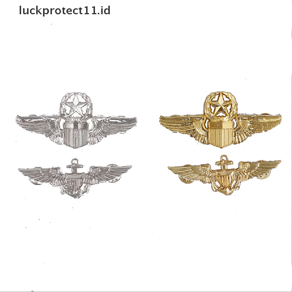 Pin Bros Lencana Bentuk Sayap Bahan Logam Gaya Militer
