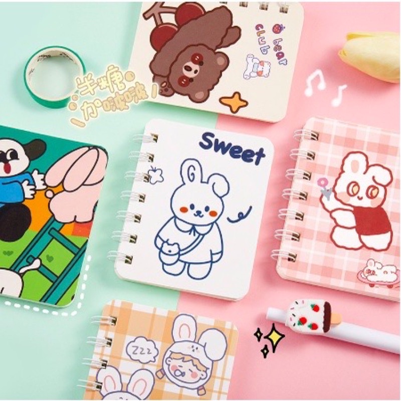 

YH Notebook Ring Motif Karakter Buku Tulis Mini Binder Mini Memo Catatan Motif Kartun MURAH COD