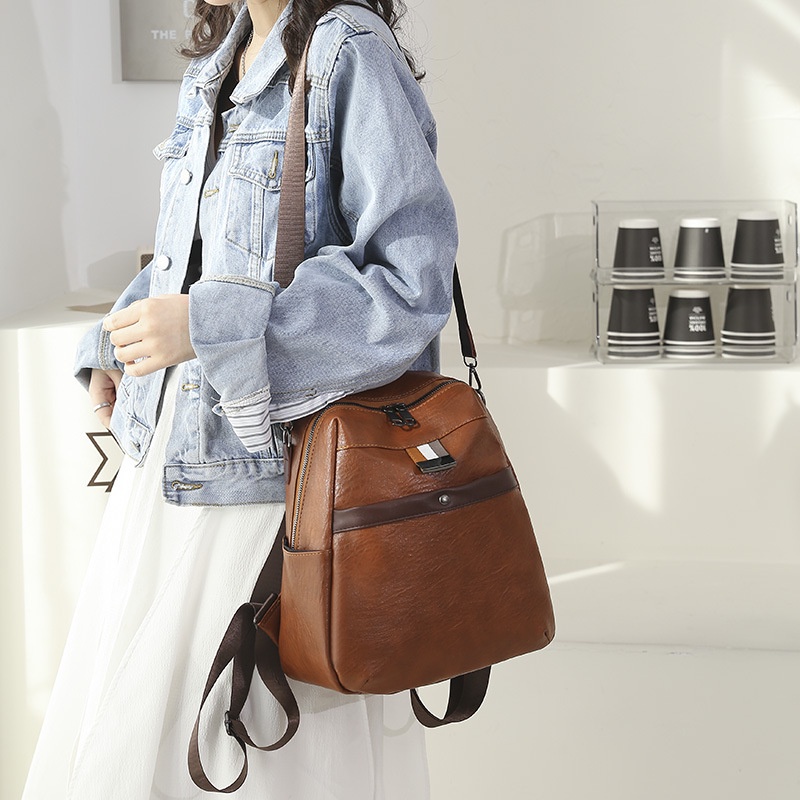 TAS RANSEL WANITA IMPORT BACKPACK FASHION KULIT COKLAT AGNENA TA697B7 BRANDED BATAM PREMIUM GENDONG PUNGGUNG SEKOLAH  CEWEK KOREA KULIAH KERJA REMAJA KEKINIAN MURAH