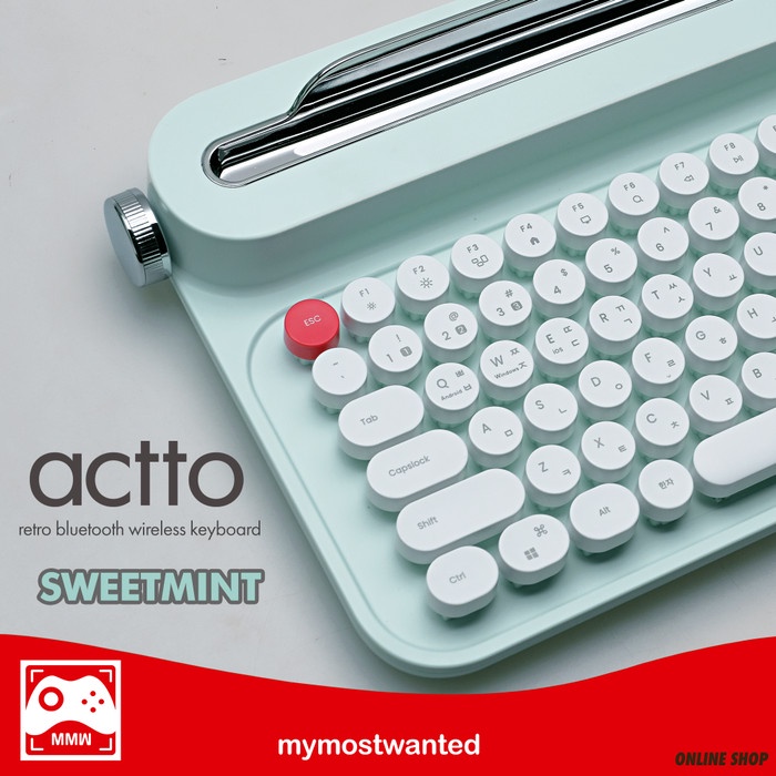 Keyboard Actto Keyboard Bluetooth Wireless Keyboard Retro Typewriter Mint