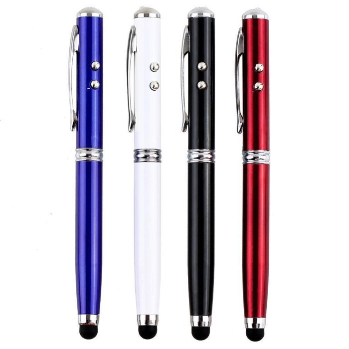 Pulpen Laser Pointer 5in1 Pen Stylus pad Tablet Touch Pen Red Senter - Abu-abu
