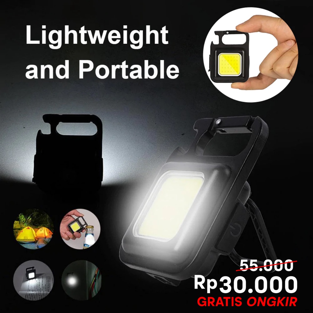 ELITE MINI COB Keychain Lampu Senter Mini Super Terang Flashlight LED Portable Cas USB Charger Lampi LED Emergency