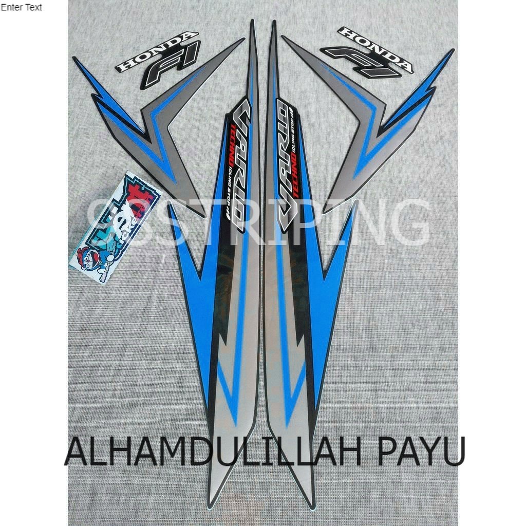 STRIPING LIS STANDAR ORI HONDA VARIO 125 F1 FI IDLING STOP TECHNO BIRU SILVER TAHUN 2016 STIKER POLE