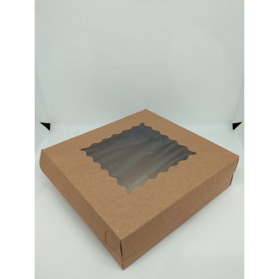 

10pcs KOTAK CAKE BOX KRAFT JENDELA MIKA 20x20x5cm GELOMBANG LAMINASI