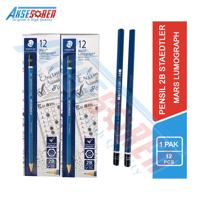 

Aksesoren Pensil 2B Staedtler Mars Lumograph [1 Pack] / 2B Pencils / Alat Tulis Sekolah Pinsil 2B Biru / Perlengkapan Sekolah