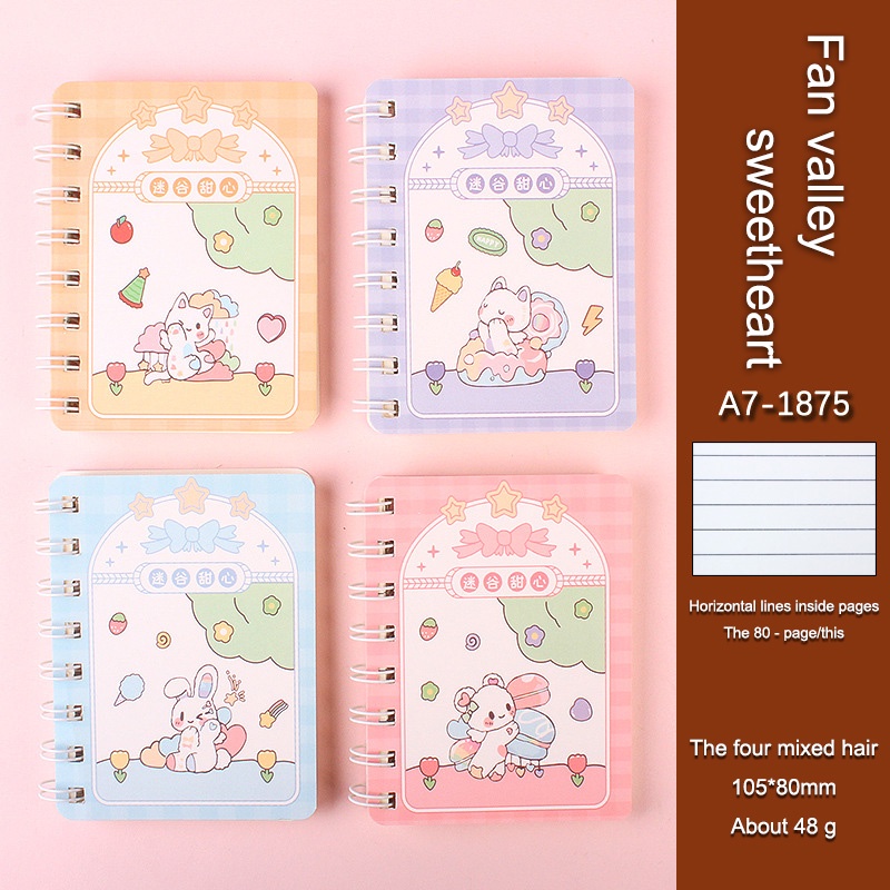 A7  Rollover Coil Buku Notebook Mini Kartun Lucu Mini Notebook Diary Portable Notebook Journal Alat Tulis-Le-Kelinci🐇