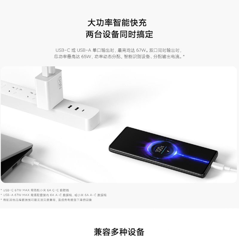 Xiaomi Smart Charger Dual Port USB Tipe-C 67W GaN Mi UFCS 1C &amp; 1A Fast Charging 10