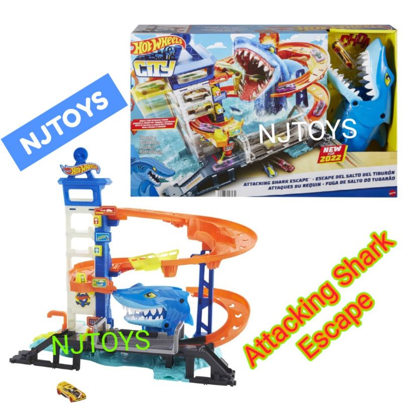 Jual Hot Wheels City Track Attacking Shark Escape Playset Trackset