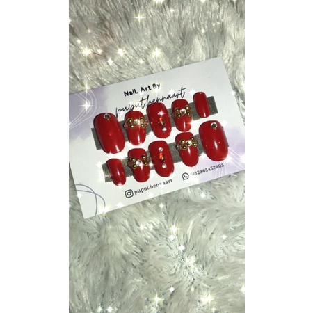 NAIL ART WEDDING NAIL ART SIMPLE KUKU PALSU MERAH