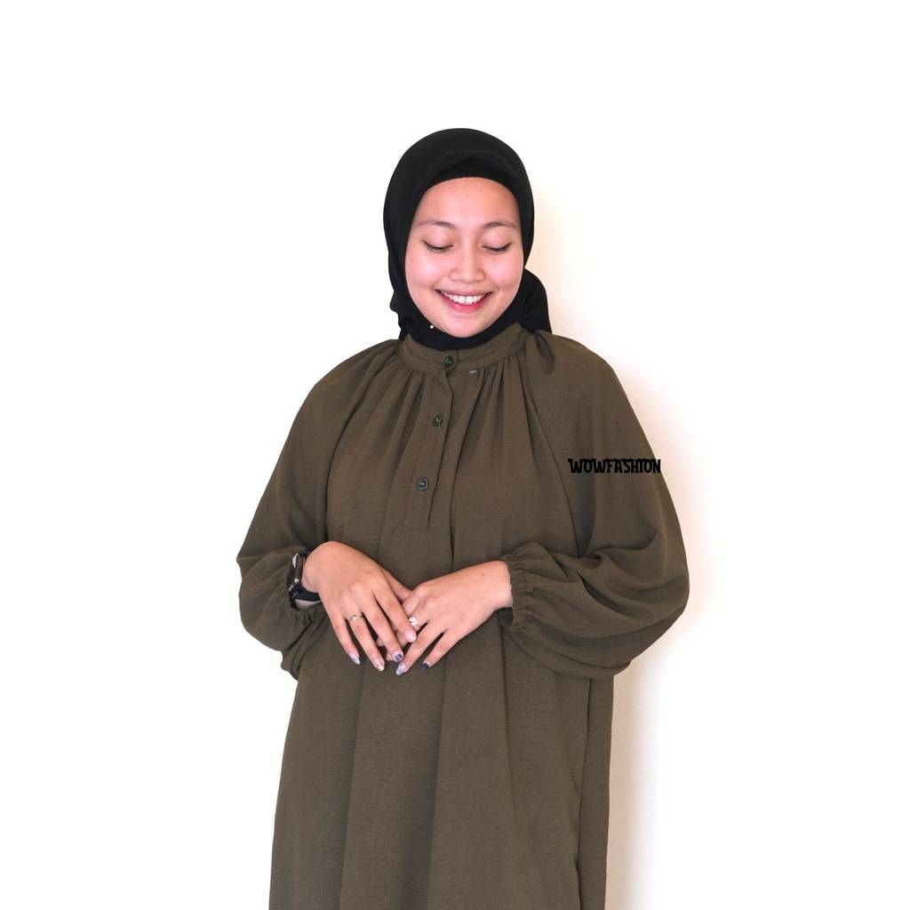 WOW-Merani Midi Dress Crinkle Airflow / Dress Panjang / Midi Dress Jumbo / Pakaian Muslim