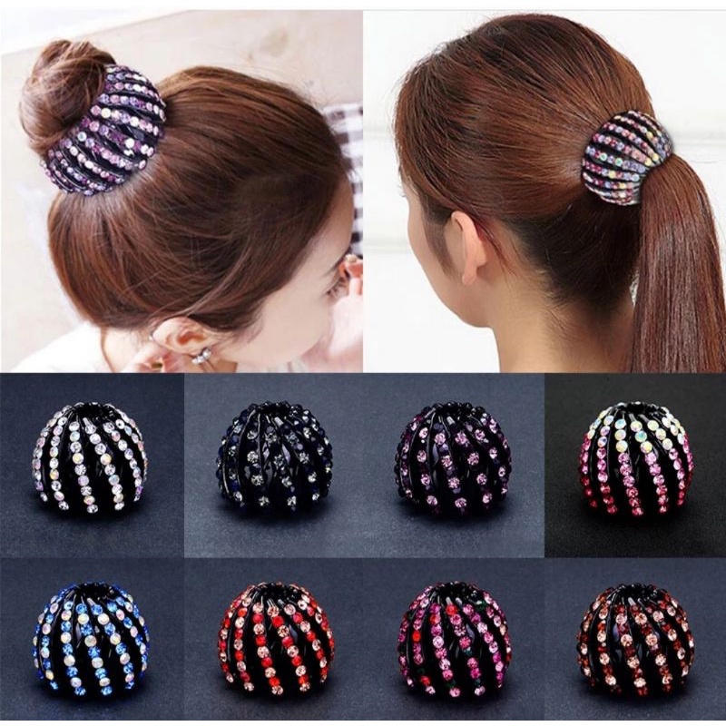 Viral Jepit Rambut Bird Nest Bun Kristal Jedai Korea Fashion Premium