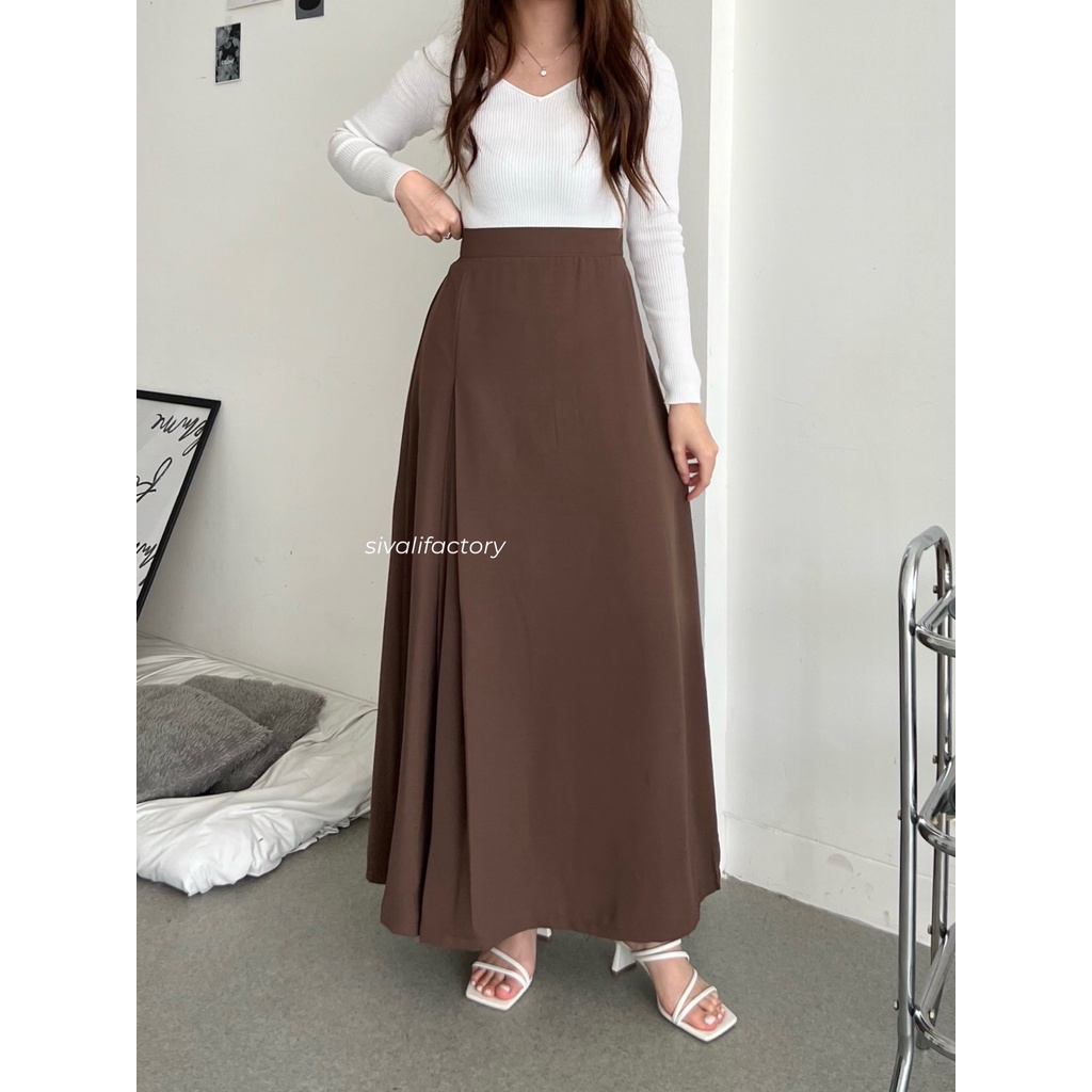 SIVALI Bailey Skirt 8862 | Polyester Skirt Anti Kusut - Midi Maxi Korean Loose Skirt - Rok Wanita